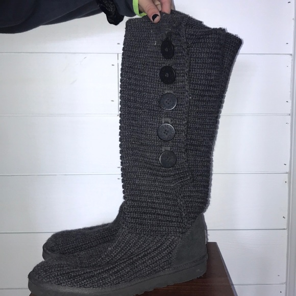 UGG Shoes - UGG dark grey knitted tall boots